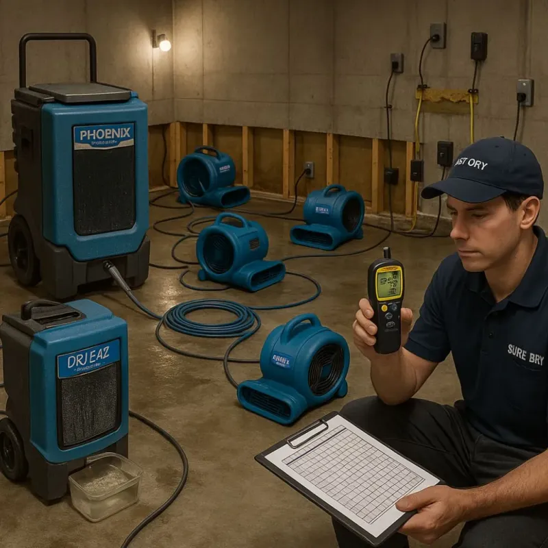 Structural Drying and Dehumidification process in Sacramento County, CA